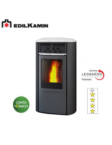 EDILKAMIN ARIS UP2 KW 8,2 STUFA A PELLET ACCIAIO/BIANCO, FOCOLARE ACCIAIO, SISTEMA LEONARDO A+