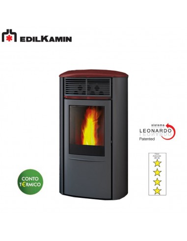 EDILKAMIN ARIS UP2 KW 8,2 STUFA A PELLET ACCIAIO/BIANCO, FOCOLARE ACCIAIO, SISTEMA LEONARDO A+