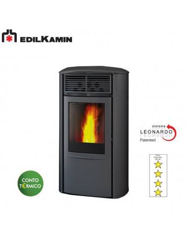 EDILKAMIN ARIS UP2 KW 8,2 STUFA A PELLET ACCIAIO/BIANCO, FOCOLARE ACCIAIO, SISTEMA LEONARDO A+