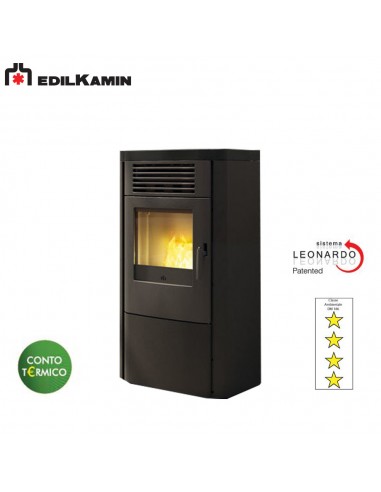 EDILKAMIN KLIK KW 8,3 STUFA A PELLET ACCIAIO/BIANCO OPACO ,FOCOLARE GHISA, SISTEMA LEONARDO A+