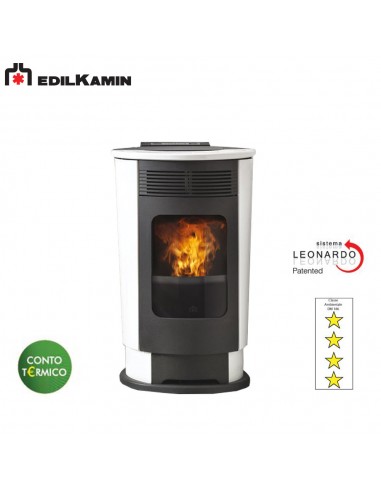 EDILKAMIN LOGO KW 9,1 STUFA A PELLET ACCIAIO/BORDEAUX FOCOLARE ACCIAIO, SISTEMA LEONARDO A+