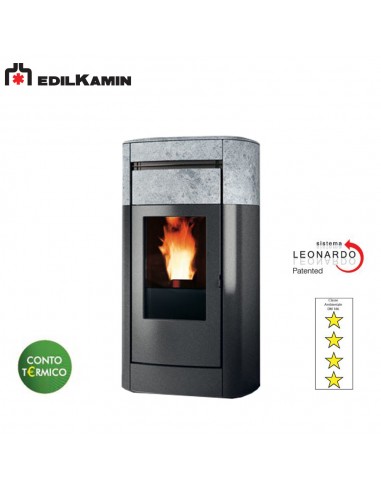 EDILKAMIN VYDA AIR TIGHT C C KW 10,0 STUFA A PELLET STAGNA  ACCIAIO/BIANCO OPACO ,FOCOLARE ACCIAIO, SISTEMA LEONARDO A+