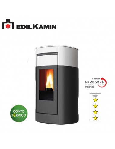 EDILKAMIN VYDA AIR TIGHT C C KW 10,0 STUFA A PELLET STAGNA  ACCIAIO/BIANCO OPACO ,FOCOLARE ACCIAIO, SISTEMA LEONARDO A+