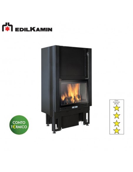 EDILKAMIN FORTE UP 2 CAMINO A LEGNA VENTILAZIONE FORZATA FOCOLARE IN GHISA KW 15.2 PORTELLONE  A SCOMPARSA