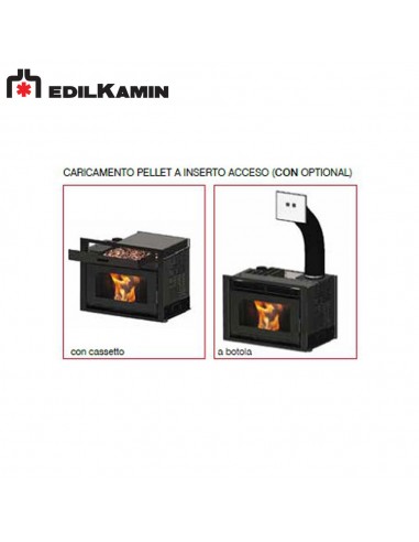 EDILKAMIN KIT CASSETTO CARICO FRONTALE MOD. PELLQUADRO COMPLETO DI CASSETTO PALETTA E CORNICE