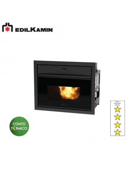 EDILKAMIN PELLKAMIN 2 12 B CAMINO A PELLET  KW 12  CANALIZZABILE CON VENTILATORE DI RILANCIO CARICAMENTO PELLET CASSETTO +COMAND