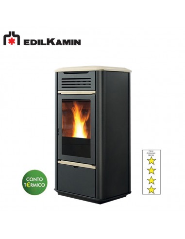 EDILKAMIN MITO IDRO KW 16,2  IDROSTUFA A PELLET FIANCHI IN ACCIAIO INSERTI E TOP IN CERAMICA - COLORE A SCELTA