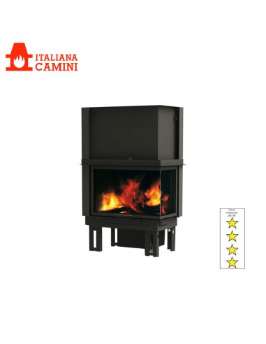 ITALIANA CAMINI  IC TEKNO 2 KW 15.2 CAMINO A LEGNA  FOCOLARE IN GHISA KW 10.4 VENTILAZIONE FORZATA LATO VETRO DESTRO