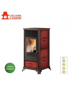 ITALIANA CAMINI CLASSICA 2 BORDEAUX  KW 8,2  STUFA A...