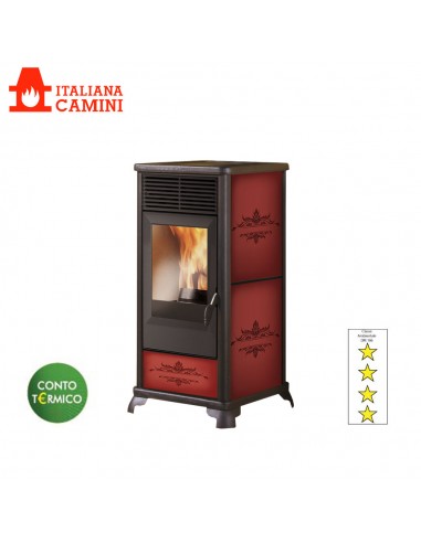 ITALIANA CAMINI CLASSICA 2 BORDEAUX  KW 8,2  STUFA A PELLET FIANCHI INSERTO CERAMICA