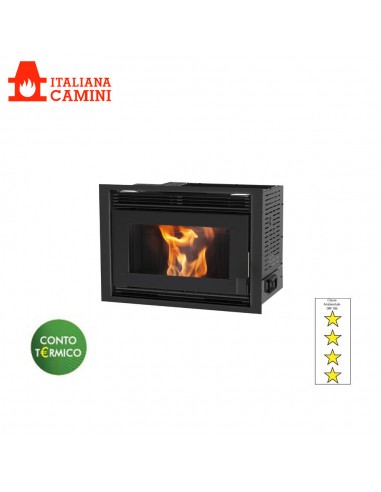 ITALIANA CAMINI PELLQUADRO KW 10 INSERTI PELLET FOCOLARE IN GHISA COMPLETO DI RADIOCOMANDO CON DISPLAY