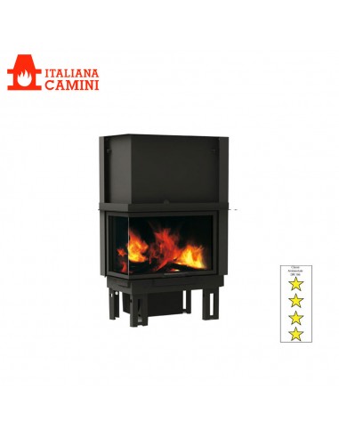 ITALIANA CAMINI  IC TEKNO 2 KW 15.2 CAMINO A LEGNA  FOCOLARE IN GHISA KW 10.4 VENTILAZIONE FORZATA LATO VETRO SINISTRO