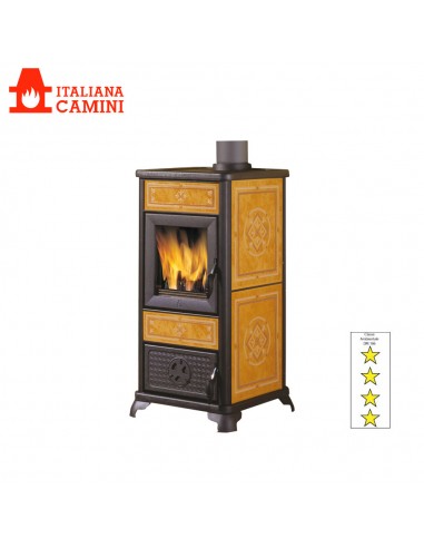 ITALIANA CAMINI DAFNE BASE KW 7,2  STUFA A LEGNA FIANCHI E INSERTI IN CERAMICA BORDEAUX