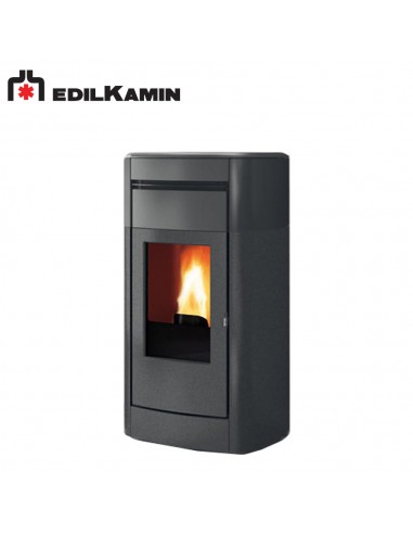 EDILKAMIN VYDA H EKLEANER KW 22,5 IDROSTUFA A PELLET ACCIAIO/CON PARTE SUPERIORE CERAMICA GRIGIO SCURO, FOCOLARE ACCIAIO