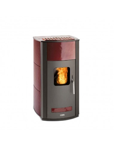 Unical T.it AQ 34 Termostufe  a pellet ad aria in acciaio mailoca Kw 34 bordeaux