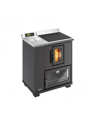 Unical T.it k termocucina a pellet ad aria canalizzabile 8,8 kw piano cottura in ghisa  forno in acciaio nera