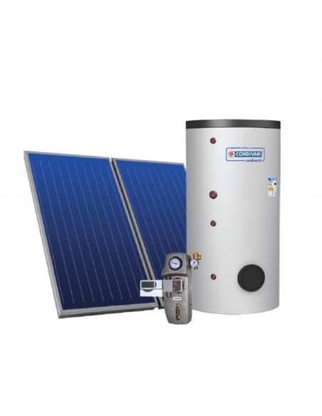 Cordivari Eco Basic Sistema Solare Termico Da 200 Lt A Circolazione Forzata N. 1 Collettore 1x2,5 Mq T.Piano