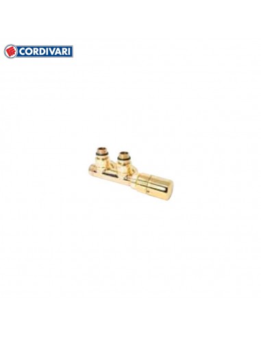 Cordivari Valvola elegant int. 50 mmcon testa termostatica asquadra dx lucida dorata. Attacco Multistrato Ø 16