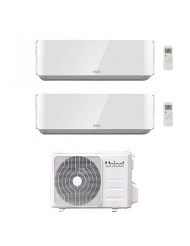Climatizzatore Condizionatore Unical Dual Split Inverter serie AIR CRISTAL 10+13 con KMX2 18HE R-32 Wi-Fi Optional 10000+13000