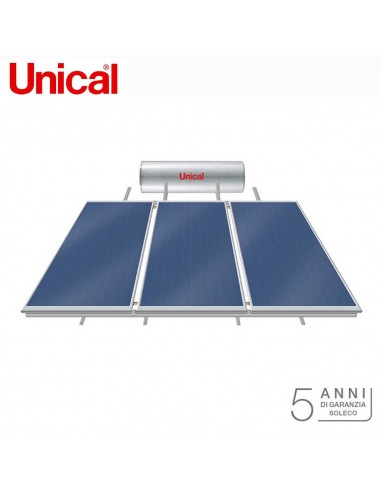 Unical Trisun 300  Kit a Circolazione Naturale Collettore Solare n.3 2.4 Mq Bollitore 300 Lt  Kit Telaio Per Superfici Inclinate