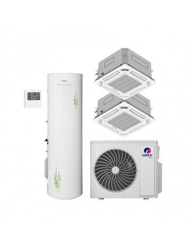 Gree Climatizzatore Dual Cassette a 8 vie 18000+18000 + Serbatoio da 200 lt per produzione di ACS Wi-Fi