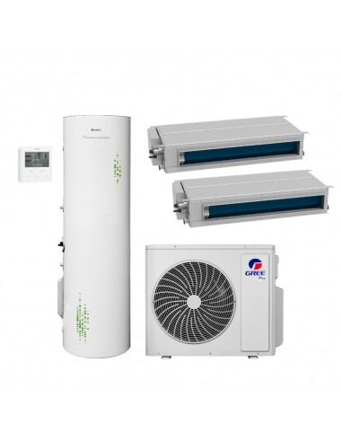 Gree Climatizzatore Dual Canalizzabili 18000+18000 + Serbatoio da 200 lt per produzione di ACS Wi-Fi