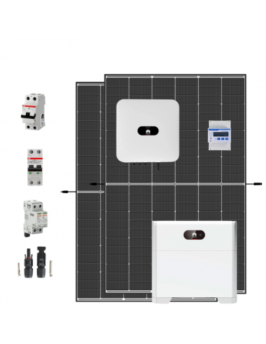 Kit Fotovoltaico Huawei Monofase 3150W, Inverter Da 3 Kw Con Accumulo Da5Kw Wifi n7 Pannelli