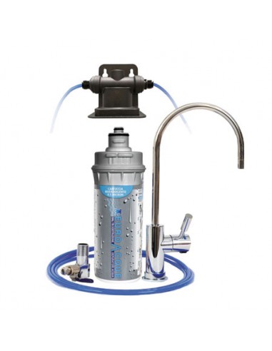 Euroacque River Argento Pro Kit Microfiltrazione Per Acqua Da Bere Rub inetto 2 Vie Led Incluso F. 0.5u Azione Batteriostatica.